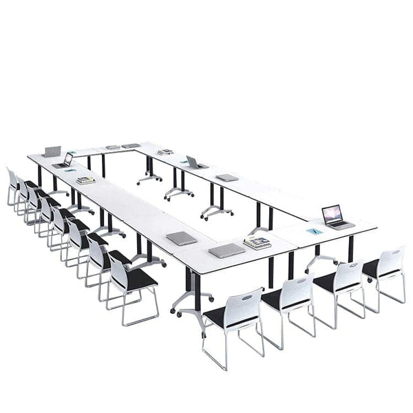 会議テーブル　ミーティングテーブル　テーブル デスク ワークデスク    折りたたみデスク　オフィスデスク 　ホワイト　チェア   HYZ-457