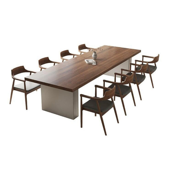 会議テーブル　ミーティングテーブル　テーブル　デスク ワークデスク　木目調　パイン材　エッジ加工　冷間加工鋼　シンプル　シック   HYZ-464