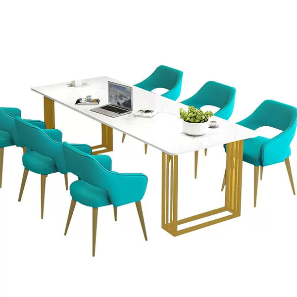 ミーティングテーブル　会議用テーブル　マーブル模様　焼付塗装　ファーブリック張地　実用的　ウレタンフォーム　HYZ-401