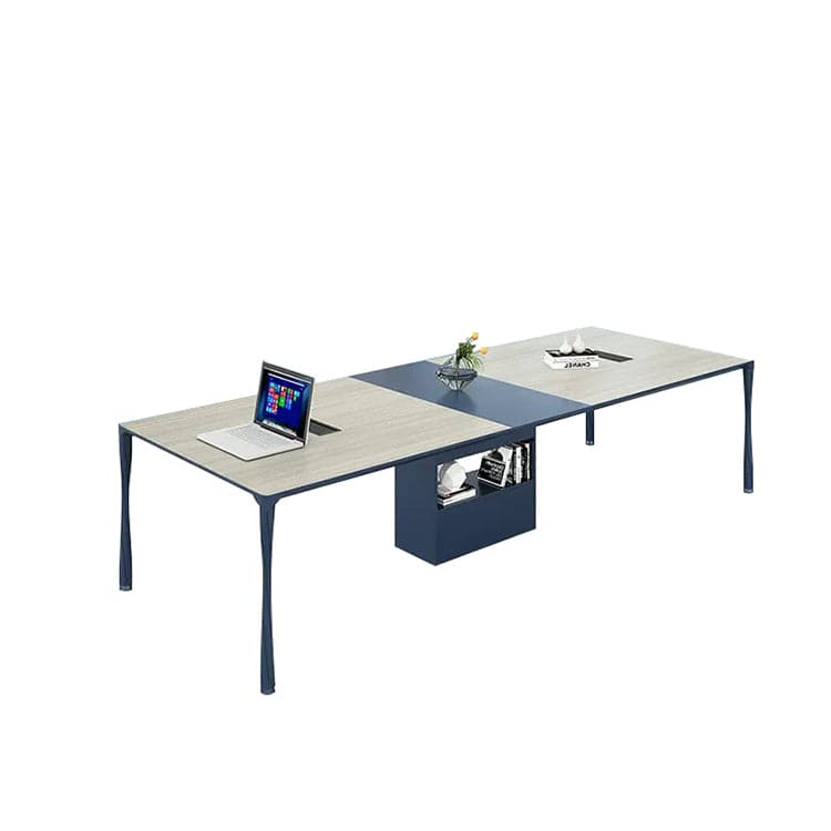 会議テーブル　ミーティングテーブル　テーブル デスク ワークデスク  長方形テーブル  長机　ナチュラル  ブルー　HYZ-434