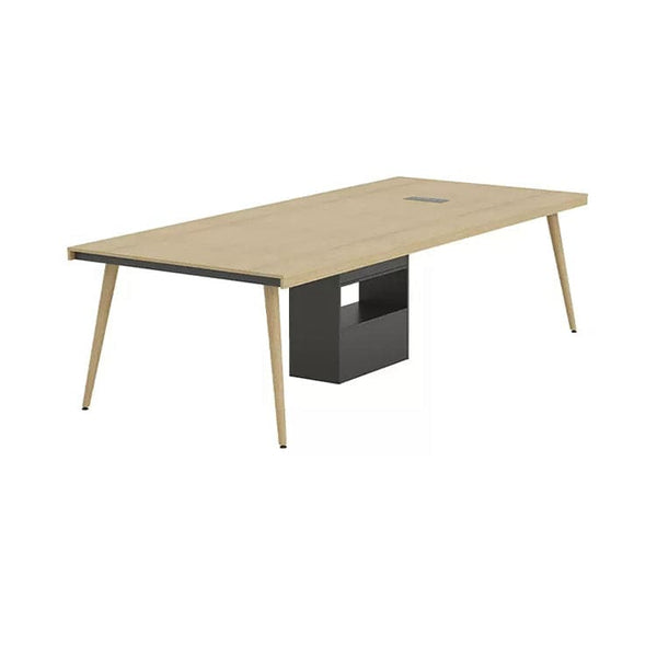 ミーティングテーブル　会議テーブル　会議用テーブル　シック　木目調　中間脚　収納スペース　配線ボックス  HYZ-425