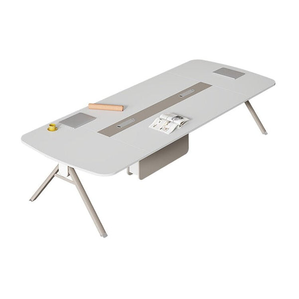 会議テーブル　会議　テーブル　デザイン性　Ａ字型　脚フレーム　配線穴　角丸加工　ぶつかり防止　エコ板材　エッジ　揺れにくい   HYZ-490