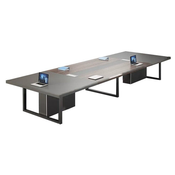 会議テーブル　会議　テーブル　炭素鋼　脚フレーム　塗装　錆びにくい　スクエア型　重厚感　配線穴　厚み　ケーブル収納  HYZ-486