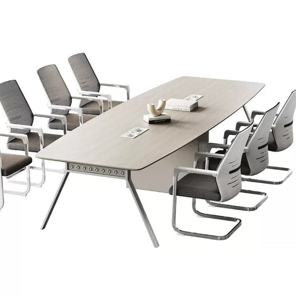 会議テーブル　ミーティングテーブル　テーブル デスク ワークデスク オフィステーブル　スチール脚　ハの字構造　コードホール　シンプル　モダン  コートボール付き　エコ素材　HYZ-429